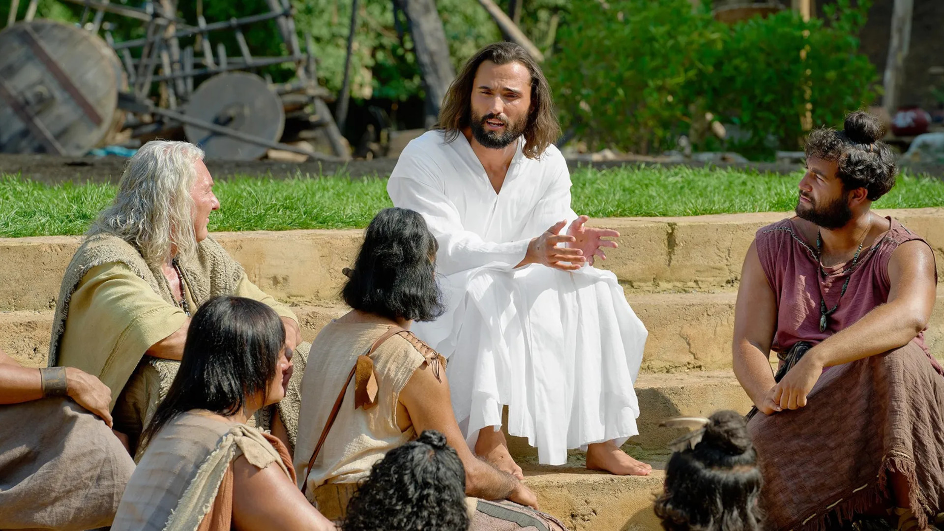 Christ speaks to his disciples in this still from the Book of Mormon Videos of The Church of Jesus Christ of Latter-day Saints.