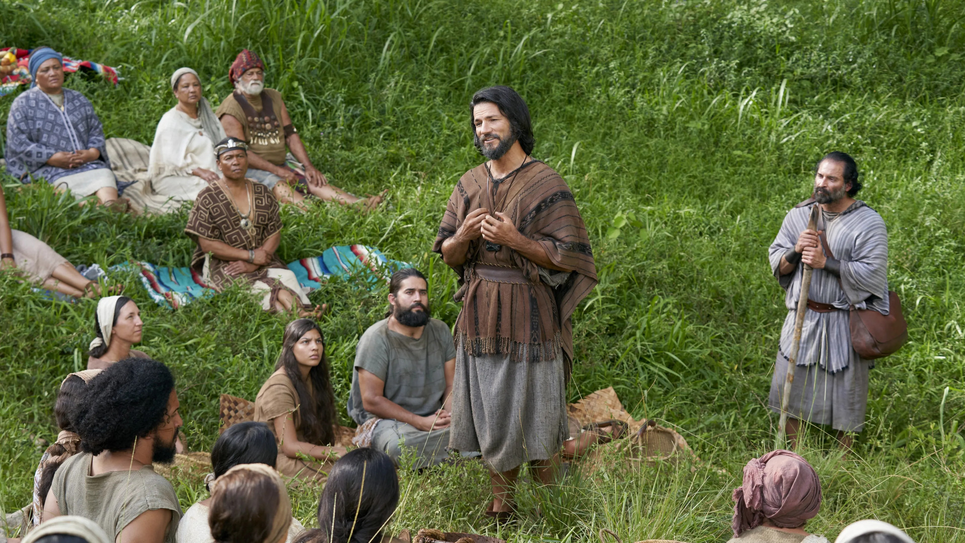 Alma the Younger teaches the Zoramites in this still from the Book of Mormon Videos.