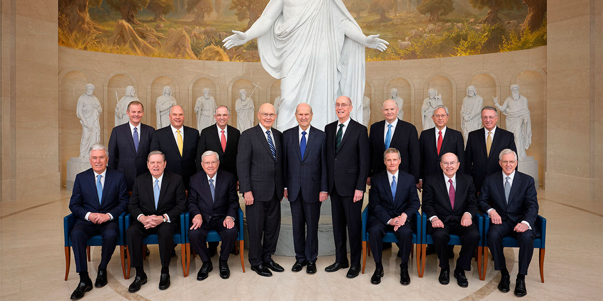 Latter-day Saint apostles at the Rome Temple Visitor Center. Image via lds.org