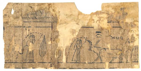 An illustration from the Book of the Dead among the fragments from the Joseph Smith Papyri.