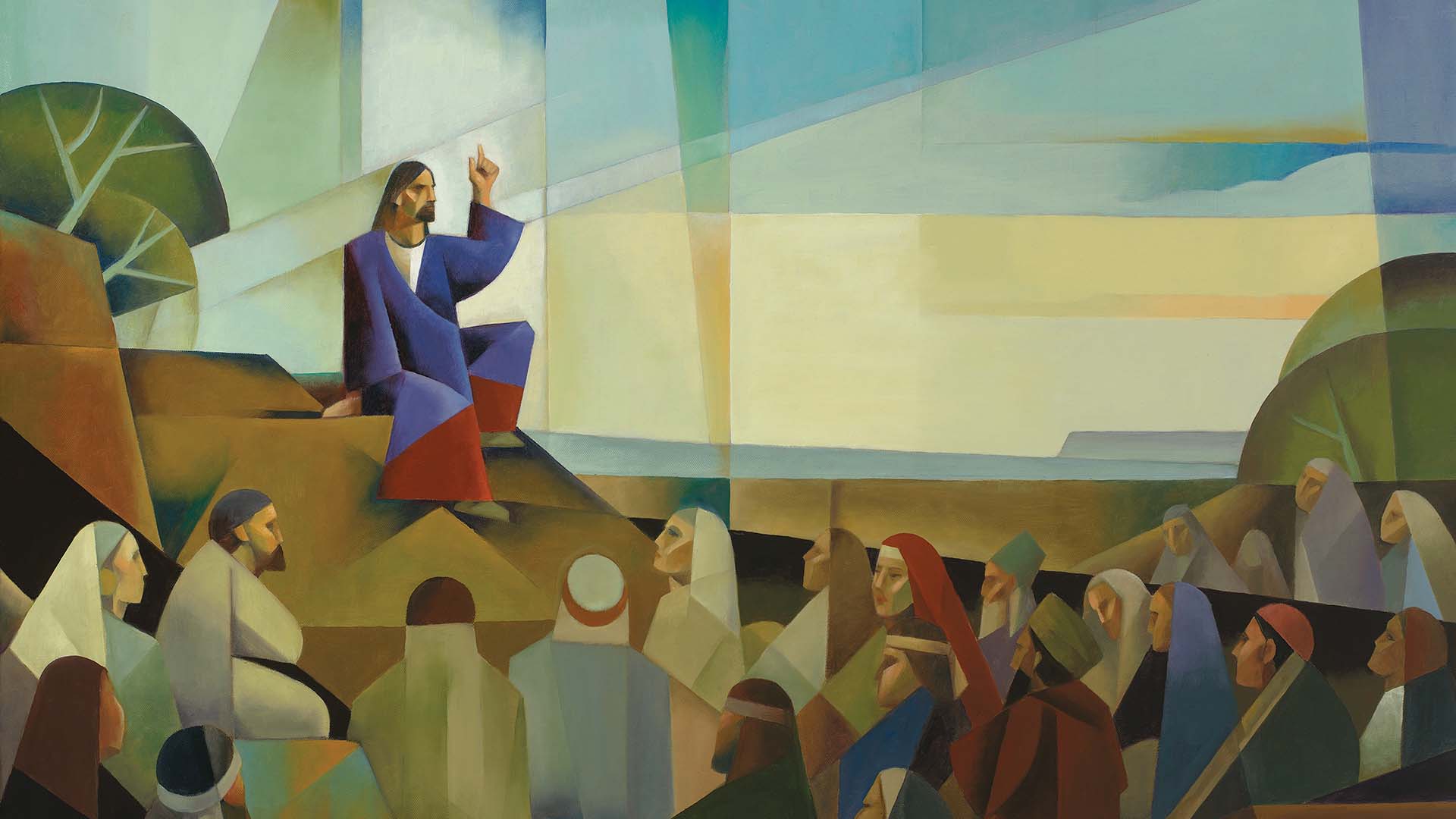 Jesus Christ giving the Sermon on the Mount by Jorge Cocco.