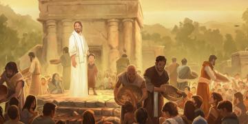 Illustration of Christ appearing to the Nephites by Andrew Bosley