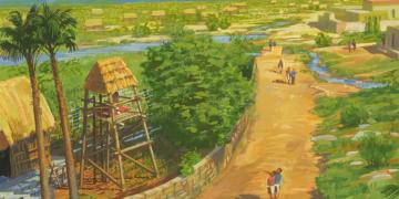 Illustration of Nephi in a garden tower by Jerry Thompson. Image via Church of Jesus Christ.